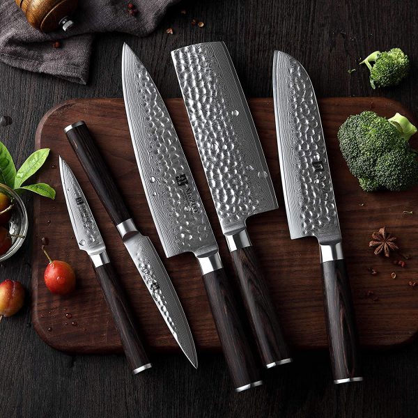 XINZUO | Kitchen Knife Block Set | Damascus Steel Chef Knife Set