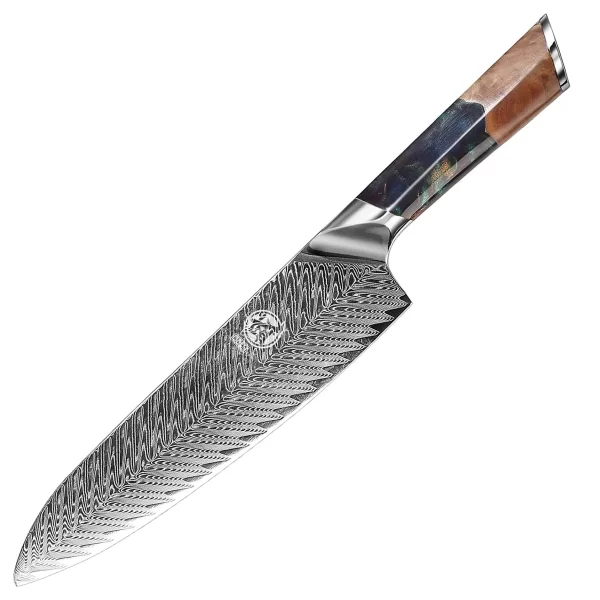 MITSUMOTO_SAKARI_8.5_Inch_Japanese_Damascus_Chef Knife_Nanmu_Handle_01