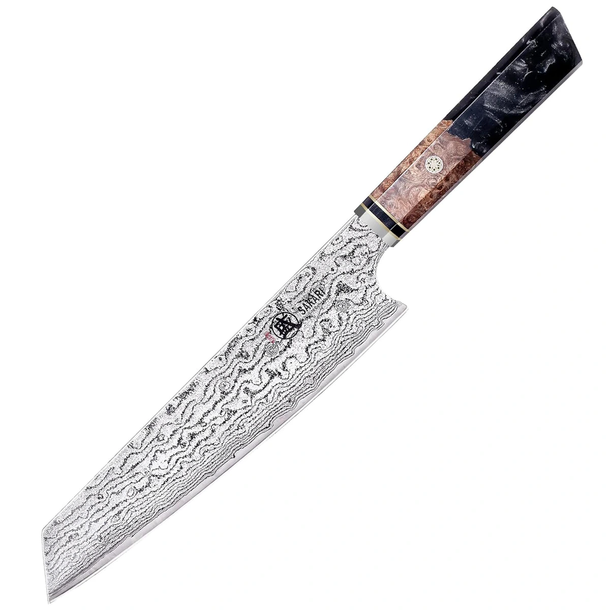MITSUMOTO SAKARI | 8" Japanese Damascus Kiritsuke Chef Knife, Shadowwood Pomegranate Handle - Image 2