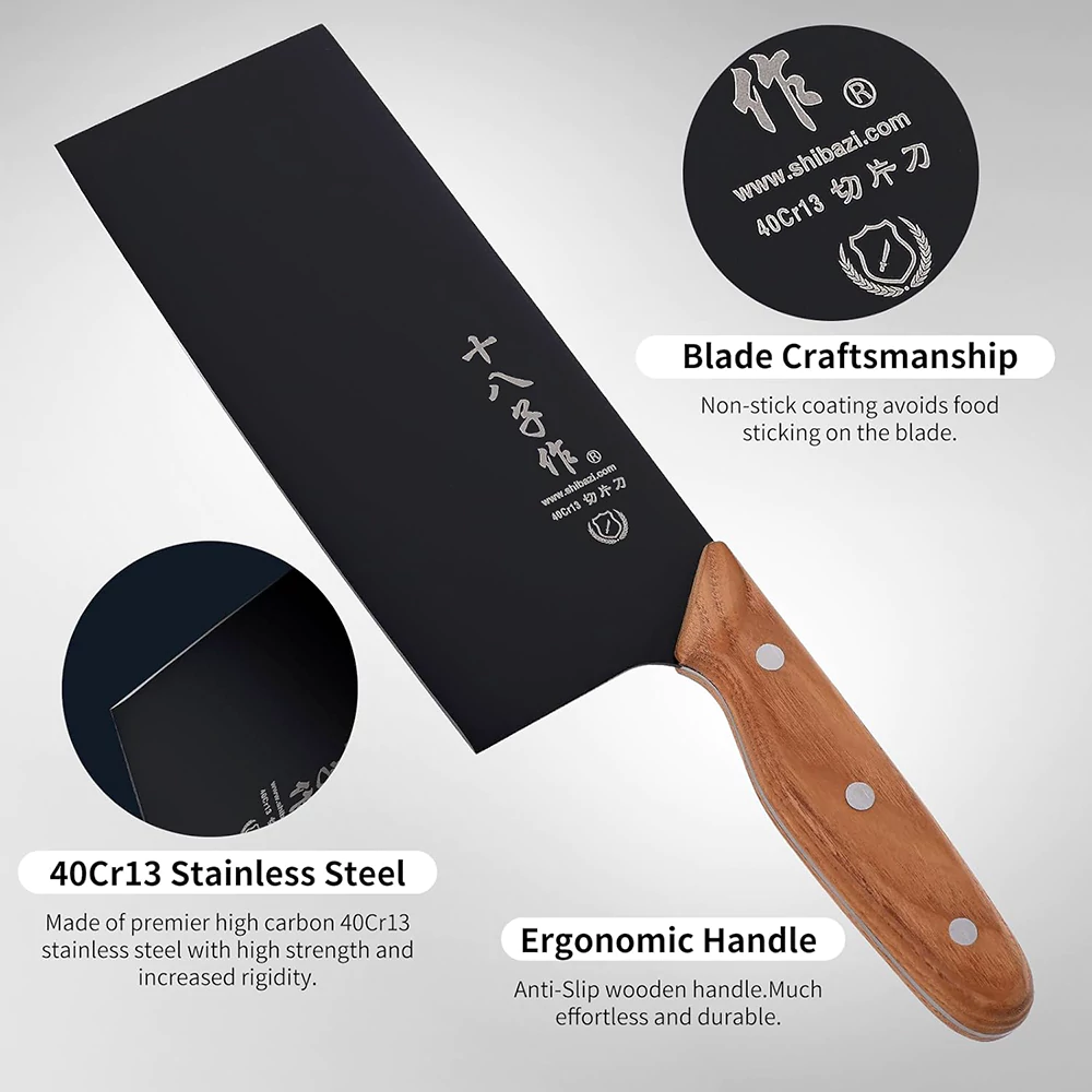 SHI BA ZI ZUO | Meat Cleaver Knife Vegetable Cleavers Stainless Steel Slicer Cleaver - Image 3