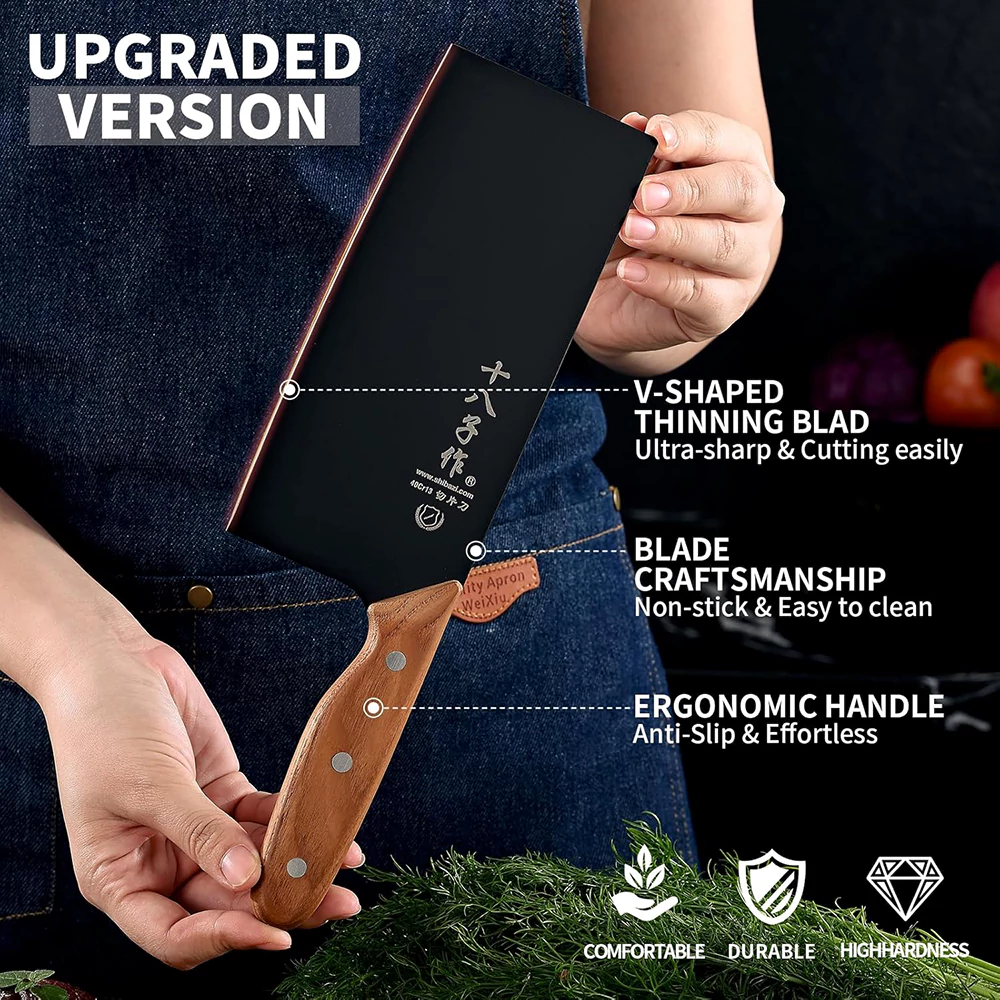 SHI BA ZI ZUO | Meat Cleaver Knife Vegetable Cleavers Stainless Steel Slicer Cleaver - Image 6