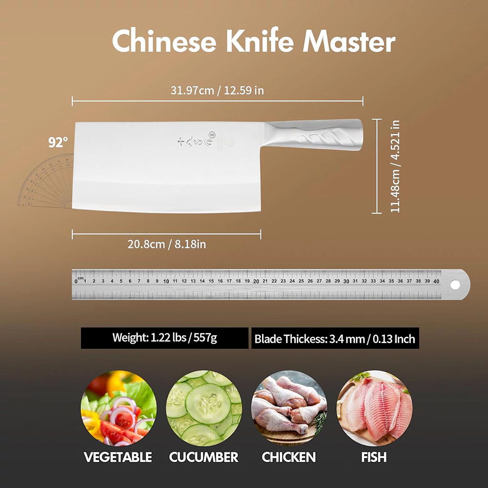 SHI BA ZI ZUO | 8" Versatile Butcher Cleaver Chopper Knife - Image 6