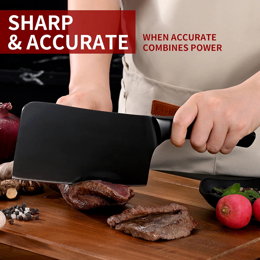 SHI BA ZI ZUO | Chopping Knife and Fruit Knife, Black Ti Coating Kitchen Knife Set